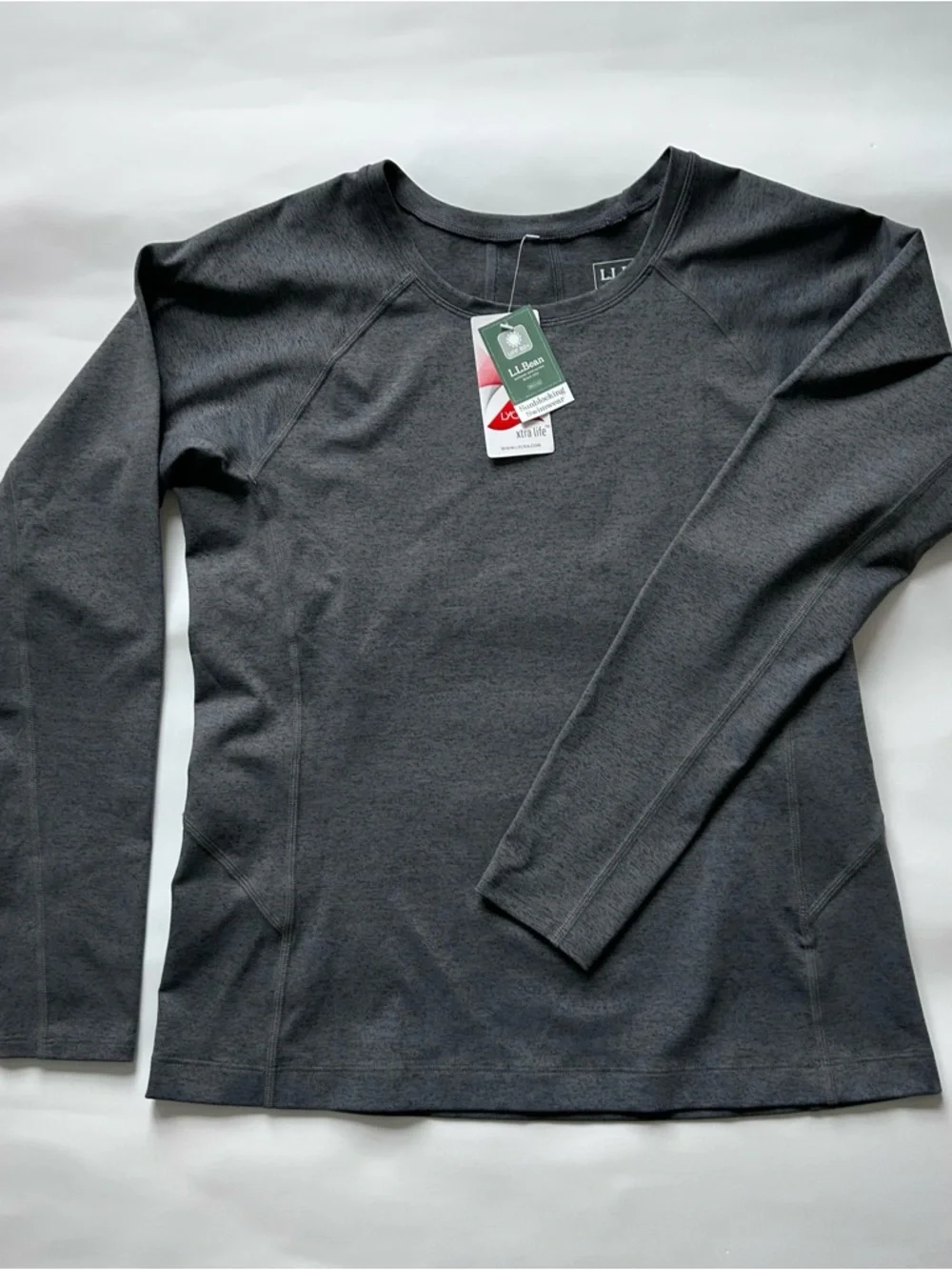 L.L.Bean Ladies Heather Charcoal Crew Neck Swim Shirt. UPF 50+ - Picture 1 of 6